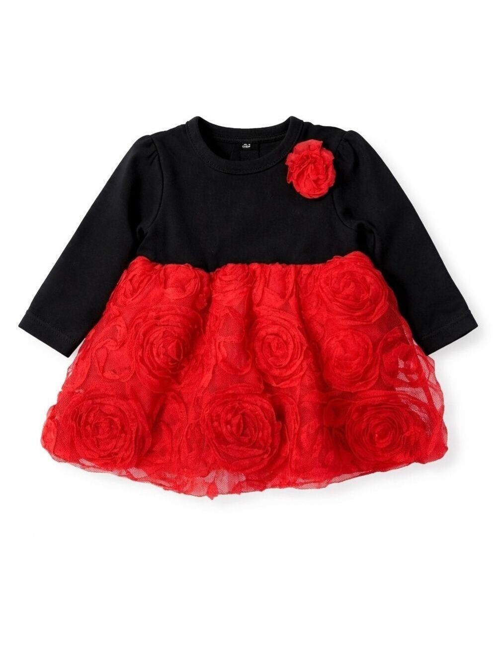 Small Wonders- Rose and Black Baby Girl Dress  | BB-DSST-K-027